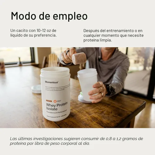 Miniatura 7 de Momentous Essential Proteína de suero de vacas alimentadas a pasto en polvo - 20 g de proteína aislada de suero - Certificada NSF