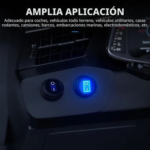 Miniatura 6 de DaierTek Interruptor basculante impermeable de 12 V y 20 A con luz LED azul, redondo, 3 pines, 12 voltios, palanca iluminada resistente a