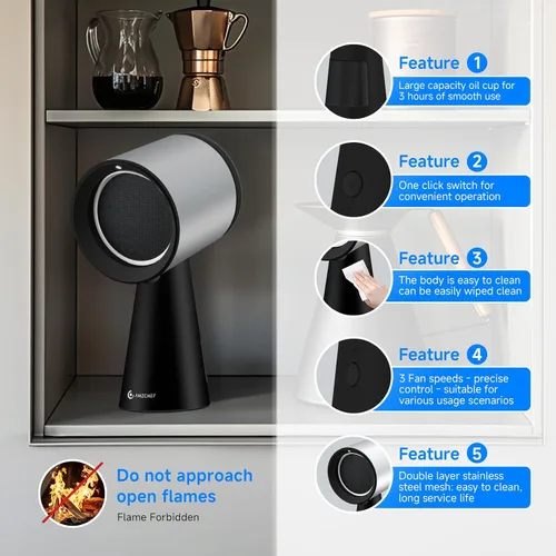 Miniatura 8 de AMZCHEF Campana extractora portátil, ventilador de escritorio de 3 velocidades para barbacoa interior y olla caliente, campana de ventilación