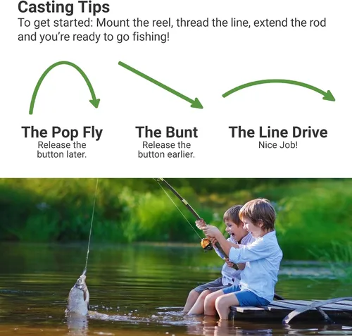 Miniatura 4 de Lanaak Caña de Pescar para Niños, Juego de Caña de Pescar Telescópica Portátil para Niños, Kit Combo de Caja de Aparejos y Red de Pesca, Equipo