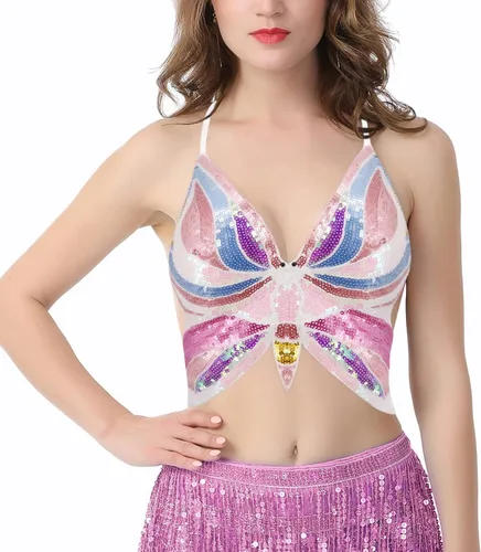 Miniatura 2 de Mocure - Blusa de tirantes con lentejuelas brillantes para mujer