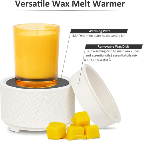 Miniatura 4 de EQUSUPRO - Calentador de cera para derretir cera perfumada, calentador eléctrico de cera de cerámica 4 en 1, quemador de cera de fragancia