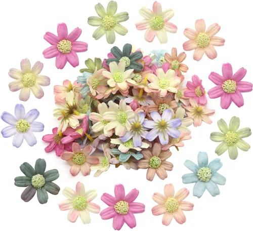 Miniatura 4 de Cabezas de flores falsas, 100 piezas de cabeza de flor artificial, margaritas artificiales, girasoles falsos, pétalos a granel, flores falsas