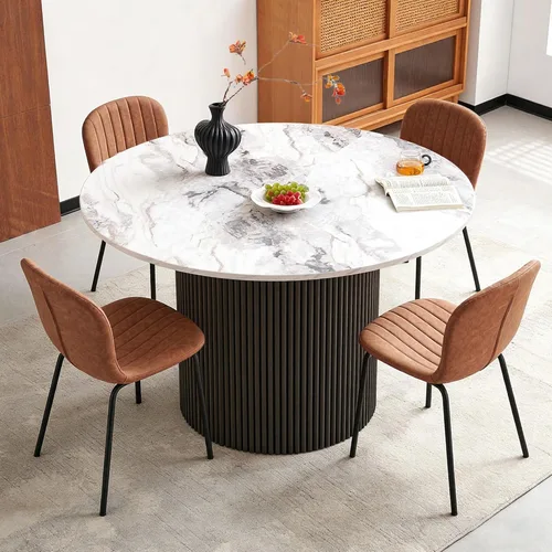 Miniatura 21 de Juego de Mesa de Comedor Redonda de 37 Pulgadas para 4, Moderno Juego de Café de Cocina de Círculo Pequeño para Apartamento, Sala de Estar, Oficina