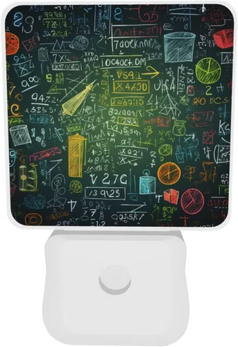 Miniatura 7 de Paquete de 2 luces LED de noche enchufables con preguntas matemáticas, luces nocturnas enchufables a la pared, lámpara de noche moderna con sensor