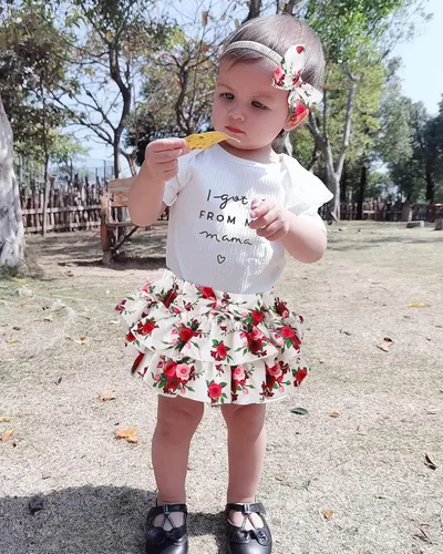 Miniatura 95 de Mioglrie Conjunto de ropa para bebé recién nacida, conjunto de pantalones cortos, conjunto floral de verano, ropa de bebé linda para niña