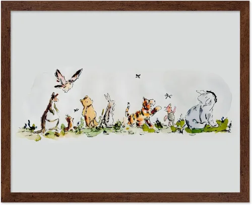 Miniatura 10 de Poster Master Póster de ilustración vintage, impresión de paisaje retro, regalo para bebé, niño, mapa de madera de 100 acres, oso, cerdo, animal