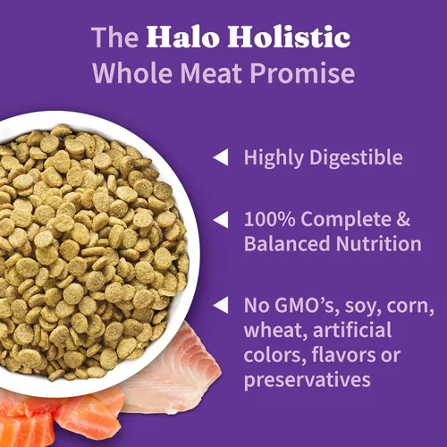 Miniatura 5 de Halo Holistic - Comida para perros de raza pequeña, receta de salmón capturado en la naturaleza y pescado blanco, sin granos, alimento seco