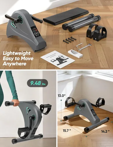 Miniatura 8 de LUBBYGIM Mini Exercise Bike, Under Desk Bike Pedal Exerciser for Seniors & Physical Therapy, Electric Motorized Foot Pedal Machine for Arm and Leg