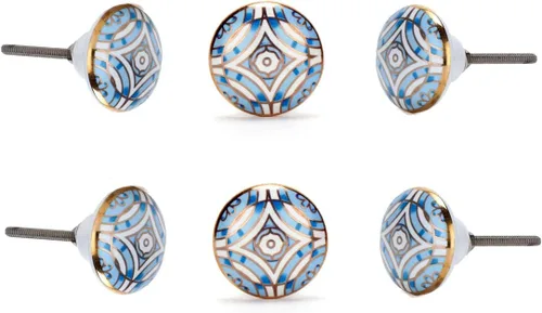 Miniatura 11 de Perilla Home Juego de 6 pomos de cerámica para armarios y cajones, pomos redondos decorativos para el hogar, cocina, gabinete, armario, puerta