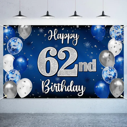 Miniatura 81 de Decoraciones de Feliz 11º Cumpleaños, Globo Azul y Plateado Grande Pancarta de Fondo de Cumpleaños, Brindemos por Once Años Suministros de Fiesta