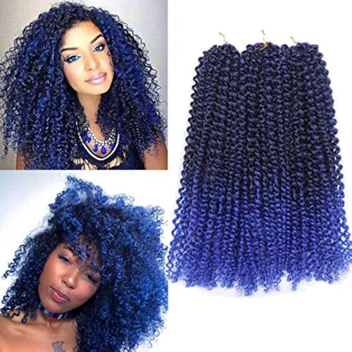 Miniatura 9 de Rizo rizado afro de 8 pulgadas, cabello rizado 4# color negro apagado 3 unids/paquete de extensiones de cabello sintético suave (4#)