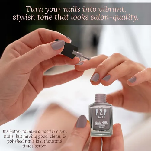 Miniatura 3 de P2P Nails Esmalte de uñas en gel vegano neutro, brillo natural, sin arañazos, secado rápido, textura suave en colores vibrantes, esmalte de gel