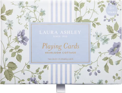 Laura Ashley Heirloom Cottage Cartas de Juego – Juego de 2 Barajas de Cartas Estándar en Elegante Caja de Almacenamiento – Cartas de Póquer y Bridge