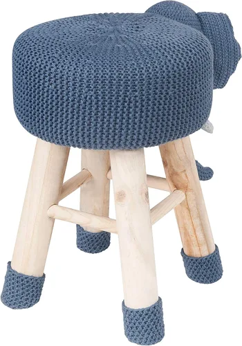 Miniatura 6 de AC Pacific Woodland - Taburete de elefante para niños, silla otomana de madera con temática de animales con tela de felpa suave, patas de madera