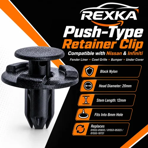 Miniatura 2 de Rexka 10 piezas Fender Liner Cowl Grille Parachoques Bajo Cubierta Clip de Empuje Tipo Retenedor Compatible con Nissan Infiniti 01553-05933