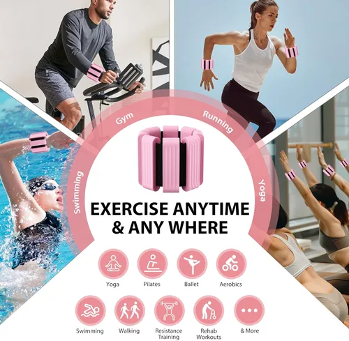 Miniatura 6 de Pesas de muñeca y tobillo de Pilates para mujeres - Brazaletes con peso ajustables para hombres, bandas de brazo con peso de 2 libras, pesas de pie