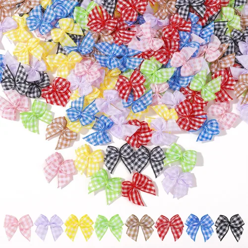 Miniatura 20 de yoyokid 200 mini lazos de cinta de satén de 1 pulgada, pequeños lazos de manualidades decorativos para bricolaje, alfileres de ánimo, pinzas