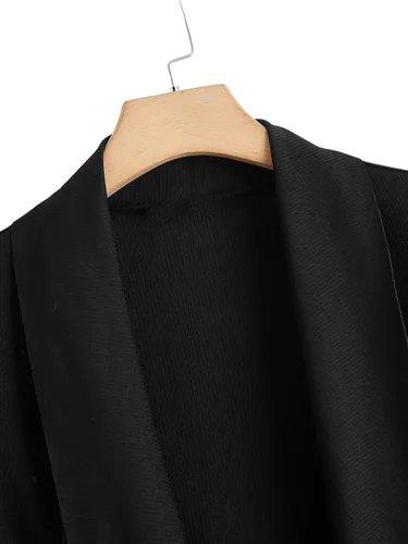Miniatura 3 de SOLY HUX Chaqueta tipo cárdigan sin mangas con solapa y cinturón para mujer, talla grande