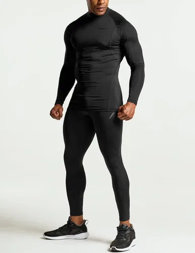 Miniatura 5 de TSLA - Paquete de 1 o 3 camisetas de compresión para hombre de manga larga con SPF 50+, camiseta de entrenamiento, deportiva, de protección