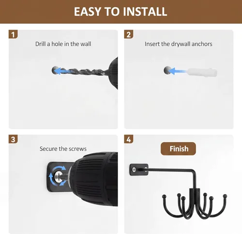 Miniatura 5 de ZEDODIER Soporte para utensilios de cocina, ganchos de cocina giratorios de 360° para colgar utensilios, estante de utensilios de metal resistente