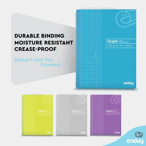 Miniatura 3 de Emraw Enday - Cuaderno de papel cuadriculado (paquete de 4), cuaderno de espiral de papel cuadriculado, cuaderno de gráficos, cuaderno de papel