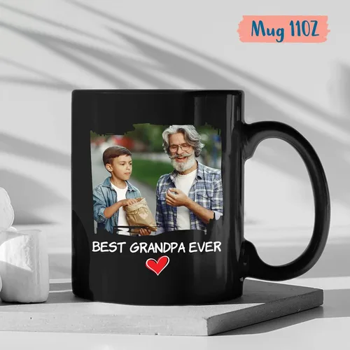 Miniatura 4 de Best Grandpa Ever - Taza de café personalizada de cerámica negra de 11 onzas, taza de café para abuelo, regalo para abuelos, taza de viaje moderna