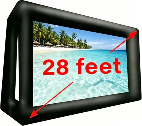 Pantalla de película inflable de 28 pies para exteriores, proyección frontal y trasera, pantalla de proyector portátil para escuela, iglesias,