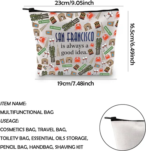 Miniatura 2 de WCGXKO Bolsa de maquillaje con cremallera para regalo de San Francisco Skyline, San Francisco, Cremallera