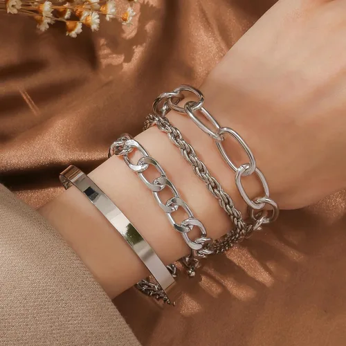 Miniatura 25 de Long tiantian Pulsera de oro gruesa para mujer, pulseras de oro delicadas, pulseras para mujer, pulseras apilables de eslabones de cadena