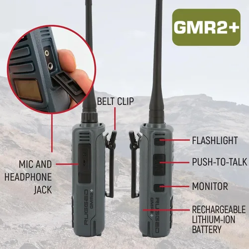 Miniatura 8 de Rugged Radios GMRS - Radio de mano bidireccional Walkie Talkie para senderismo, camping, aterrizaje todoterreno, cuenta con canales meteorológicos