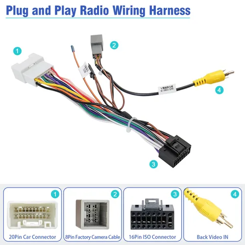 Miniatura 3 de Arnés de cables de radio de 20 pines para kit de adaptador de cableado de estéreo Mitsubishi, arnés de cableado de radio Android con conector RCA