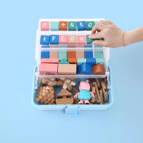 Miniatura 6 de Caja Organizadora Plegable Versátil de Tres Capas de 11(pulg), Ideal para Arte y Manualidades, Juguetes, Suministros de Costura, Joyería