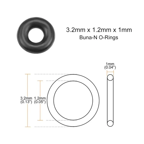 Miniatura 2 de Anillos tóricos de goma de nitrilo Buna-N, [para grifo, manguera de agua, filtro, bomba, tubo de aire, conexiones de gas] - 0.126 x 0.047 x 0.039 in