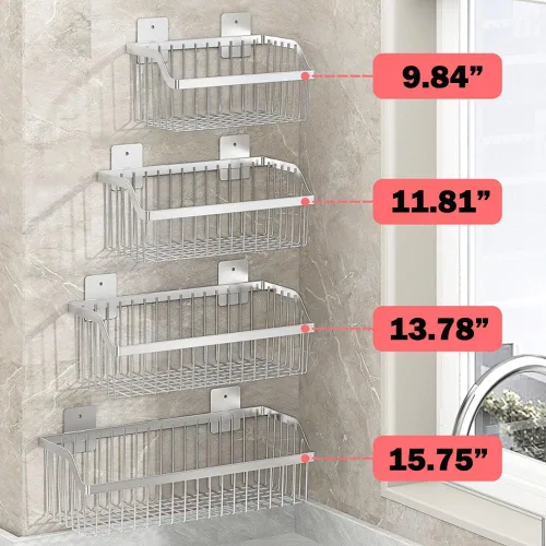 Miniatura 8 de SUS304 - Cestas de almacenamiento colgantes de acero inoxidable para montaje en pared, estante de almacenamiento de alambre de metal para cocina