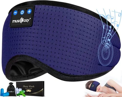 Miniatura 14 de MUSICOZY - Auriculares para dormir 3D Bluetooth 5.4, máscara de ojos transpirable inalámbrica, auriculares para dormir con diadema para personas que