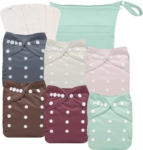 Miniatura 16 de babygoal Pañales de tela grandes, paquete de 13 para niños de 3 a 5 años, fundas de pañales de tela, paquete de 6 con 6 insertos y bolsa