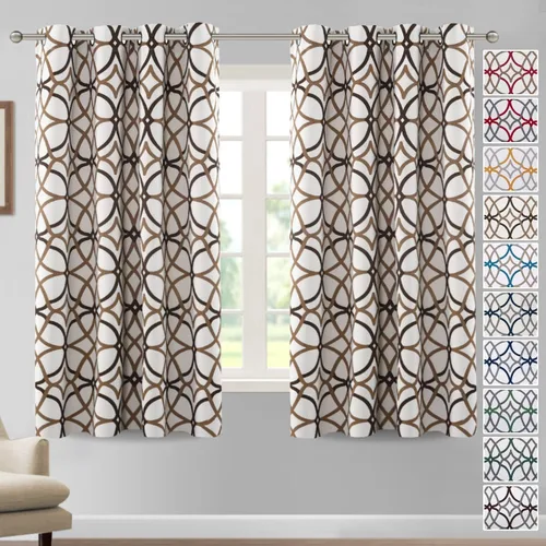 Miniatura 30 de H.VERSAILTEX Cortinas opacas con diseño impreso de 54 pulgadas de largo, juego de 2 paneles de cortinas con aislamiento térmico para dormitorio