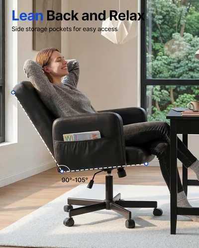 Miniatura 7 de HUANUO Silla cruzada con reposabrazos ajustables de 6 puntos, silla de oficina cruzada apta para mascotas, cómoda silla de pierna cruzada