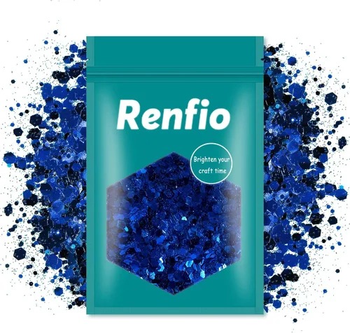 Miniatura 19 de Renfio Purpurina gruesa blanca perla, 3.5 onzas (3.53 oz) de escamas metálicas de PET mixtas de polvo fino, purpurina facial para manualidades