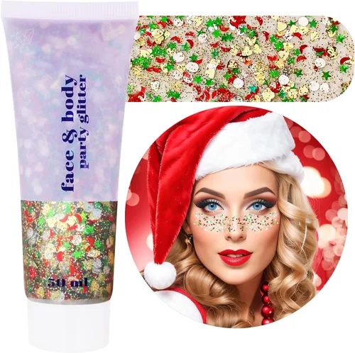 Miniatura 20 de Gel de purpurina blanca para la cara, purpurina corporal de sirena, festival, rave, carnaval, Halloween, cabello, lentejuelas para el cabello