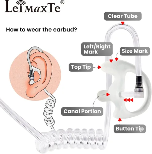 Miniatura 3 de Moldes de oído para auriculares de tubo acústico de radio bidireccional, kits de audio Earmold, auriculares de vigilancia