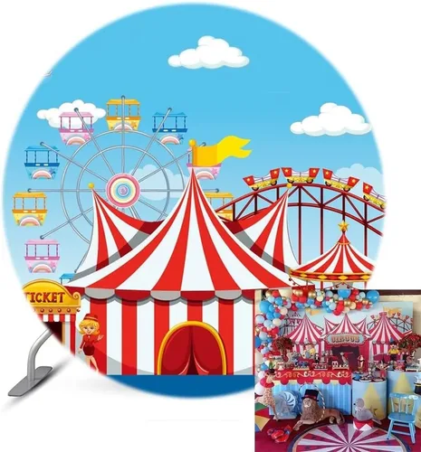 Miniatura 7 de Carpa de circo redonda de 6 x 6 pies para carnaval, fiesta de cumpleaños, suministros para fotografía de fondo, aniversario, banquete, baby shower