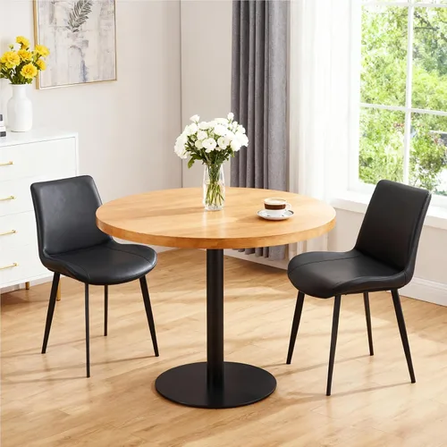 Miniatura 20 de Juego de 2 sillas de comedor modernas, sillas de comedor de cuero PU, sillas de cocina tapizadas con respaldo ergonómico y patas de metal