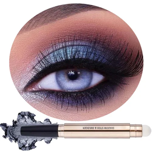 Miniatura 15 de Barra de Sombra de Ojos Negra, Lápiz de Sombra de Ojos Individual Cremoso Suave con Brillo, Barra Iluminadora de Sombra de Ojos Hipoalergénica Negro