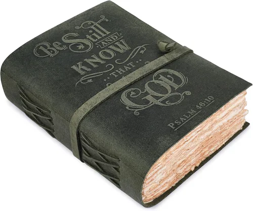 LEATHER VILLAGE Diario de cuero vintage con Salmo 46:10, versículo de la Biblia en relieve, diario de oración cristiana para mujeres y hombres, 200