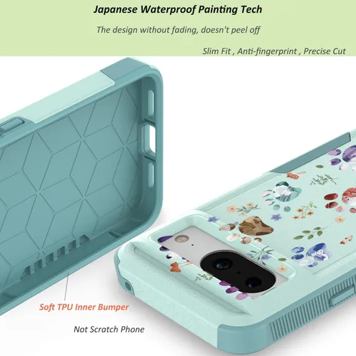 Miniatura 4 de Funda para Google Pixel 8 5G: lindo diseño floral de flores para niñas y mujeres, delgada y suave TPU parachoques silicona funda para teléfono