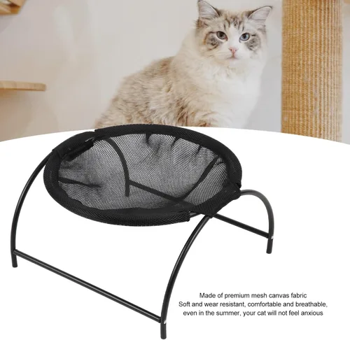 Miniatura 2 de Cat Hammock Bed, Elevated Small Dog Pet Hammock, Stainless Steel Canvas 43x43x24cm - Breathable Comfort, Detachable Design, Indoor Outdoor Use
