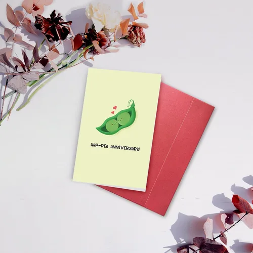 Miniatura 6 de Tarjeta de feliz aniversario SuperShunhu para él o para ella, linda tarjeta de aniversario de guisantes para pareja, tarjeta de aniversario