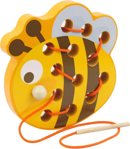 Sealive Juguetes de madera con cordones para niños pequeños - Juego de roscado divertido y educativo | Desarrolla habilidades motoras finas | Abeja